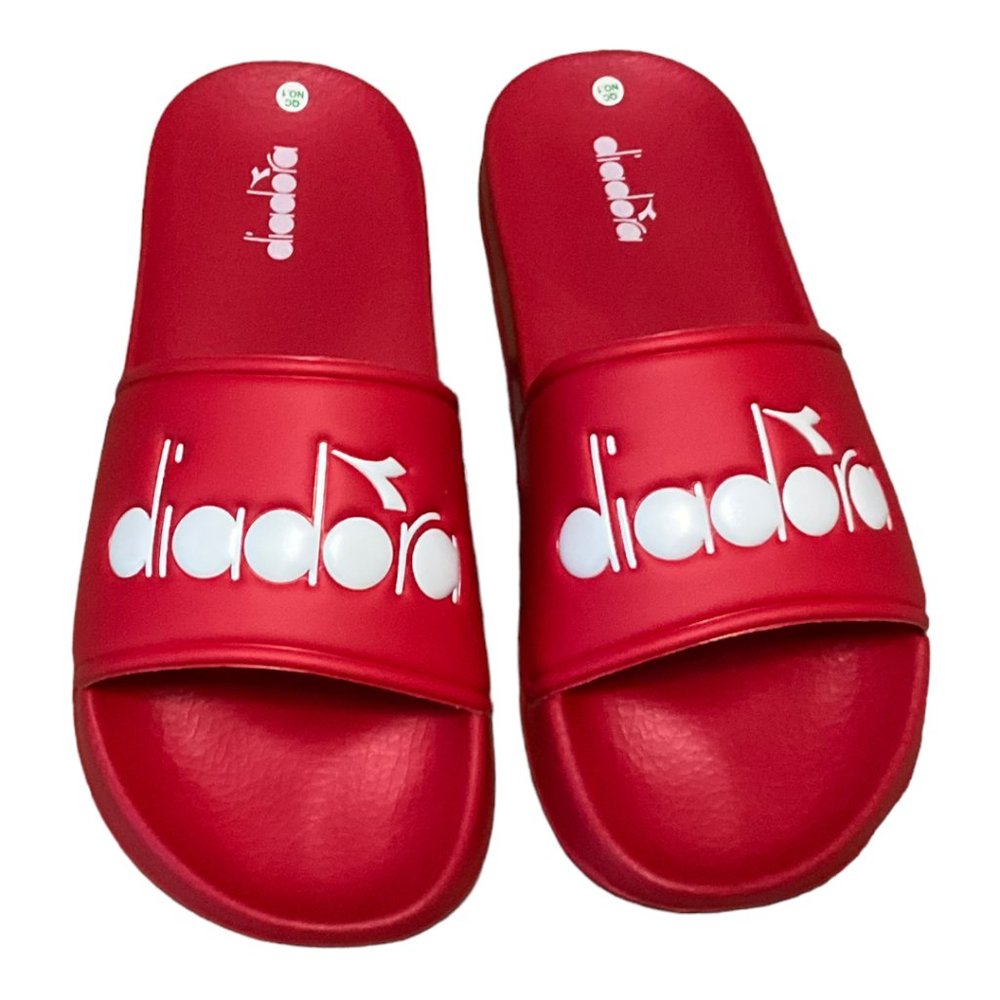 DIADORA Men's Slides Red White Size 9 NEW